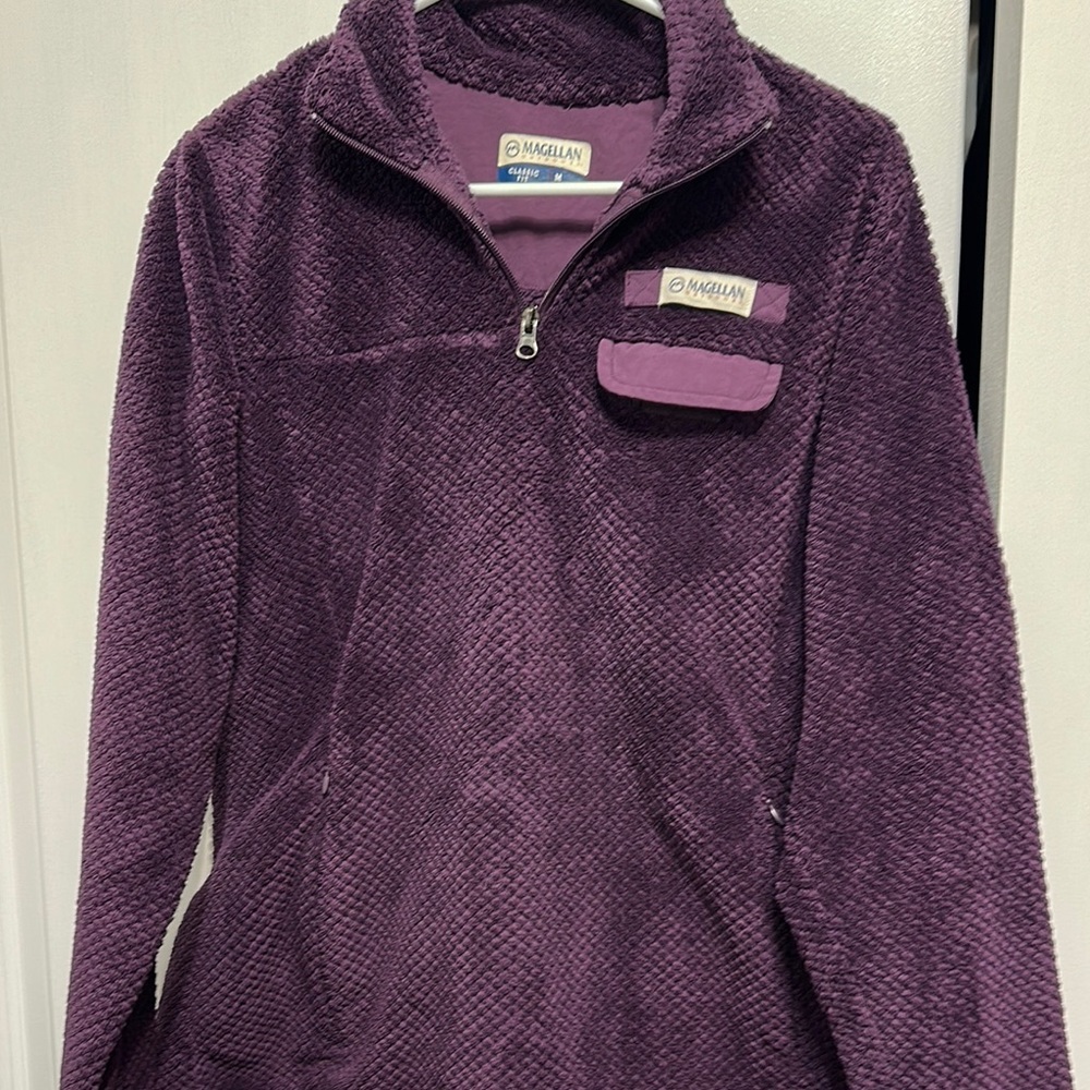 Magellan Outdoors Purple‎ Fleece Quarter-Zip Sweatshirt